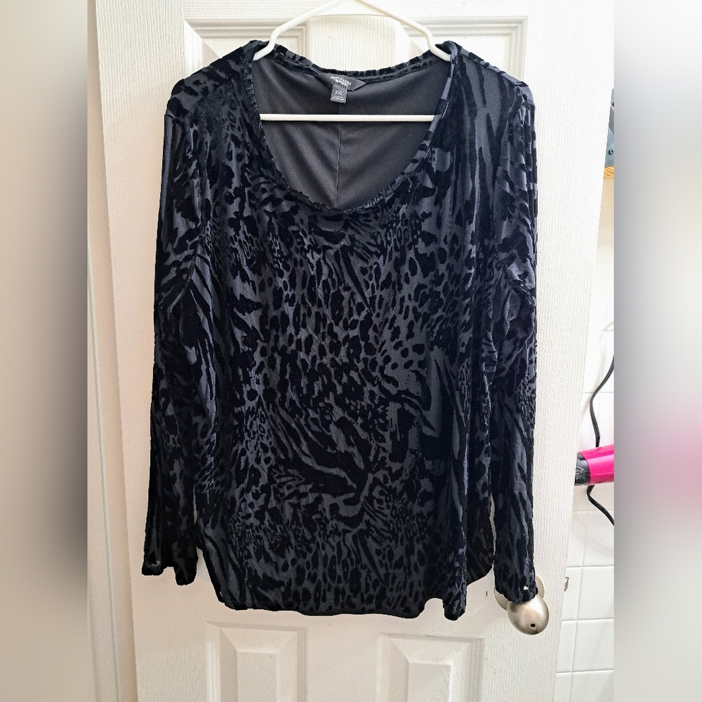 Black Animal Print Women's Top